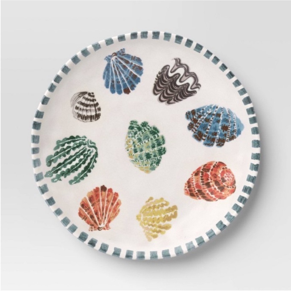 Set 2 | Coastal 9-Inch Stoneware Seashells Dinner Plate - Threshold